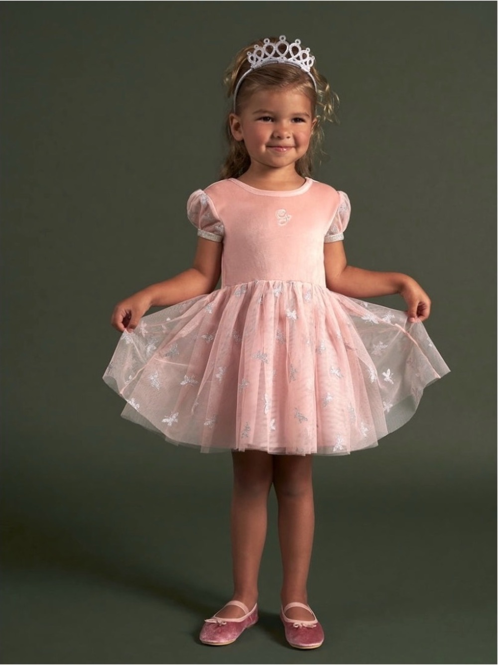 Modern Moments Toddler Wicked Glinda Velvet Tutu Dress Pink & Silver Size 4T